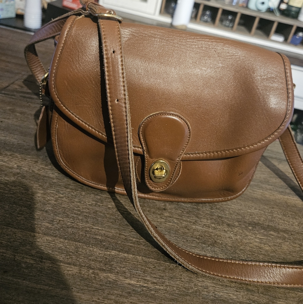 Coach 1990's Vintage British Tan Leather Sm Prairie Crossbody Bag 9954 - Picture 5 of 16